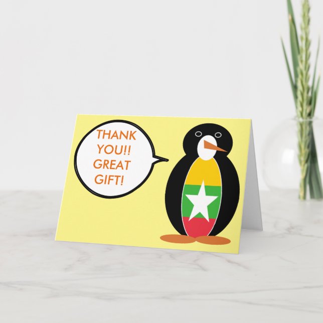 Burma Myanmar Talande Ms Penguin Personlig  Tack Kort (Framsida)