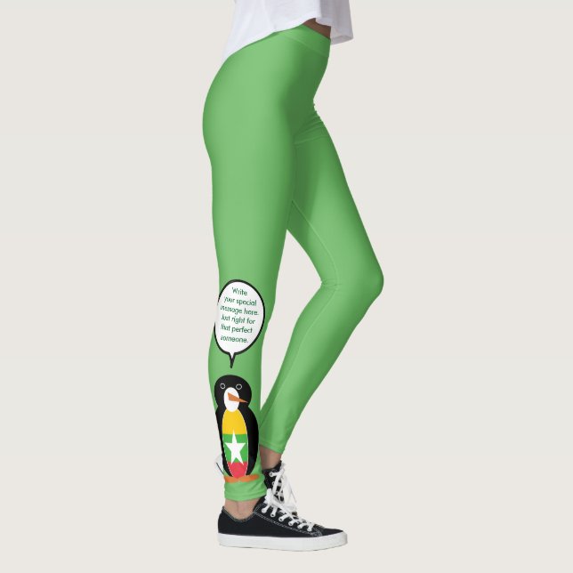 Burma Myanmar Talking Penguin Personlig Leggings (Höger)
