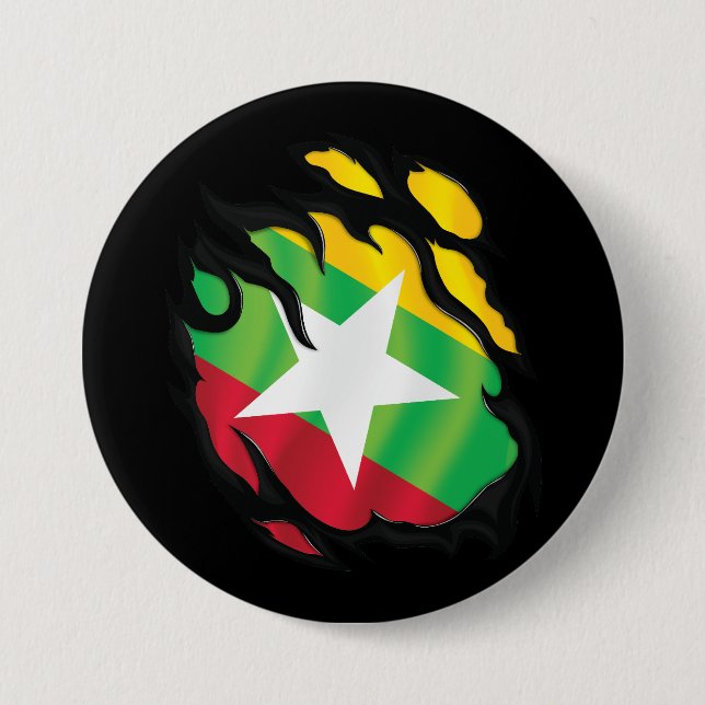 Burma Ripping Flagga Knapp (Framsida)