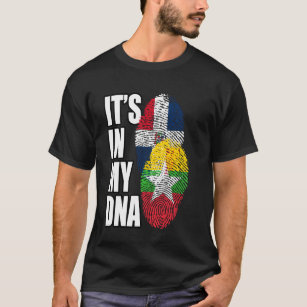 Burmas och Dominikanska Mix Dna Flagga Heritage T Shirt