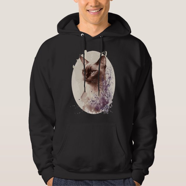 Burmese Cat Japanese Cherry Blossom Sakura Hoodie (Framsida)