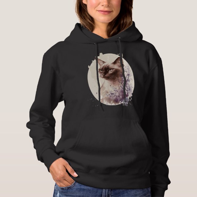 Burmese Cat Japanese Cherry Blossom Sakura T Shirt (Framsida)