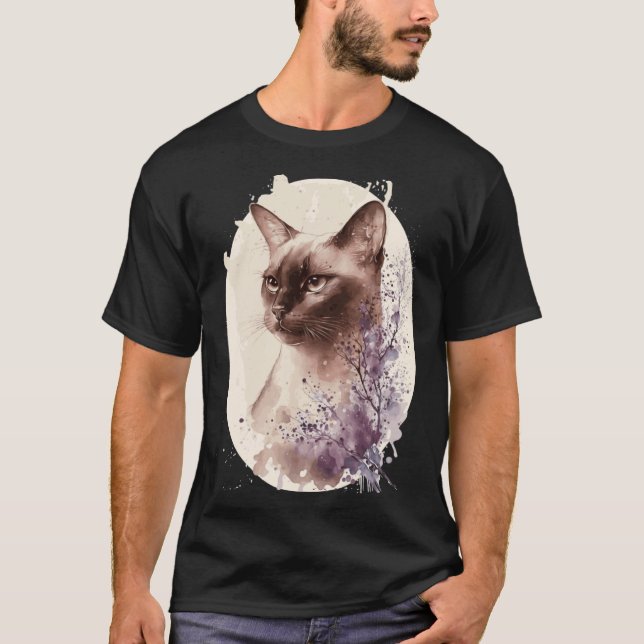 Burmese Cat Japanese Cherry Blossom Sakura T Shirt (Framsida)