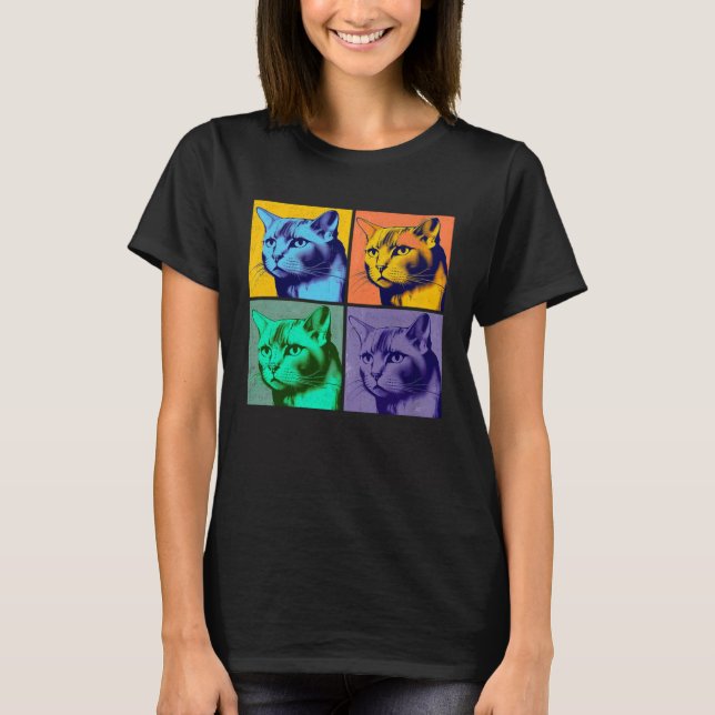 Burmese Cat Pop Illustration Colorful Animal Men   T Shirt (Framsida)