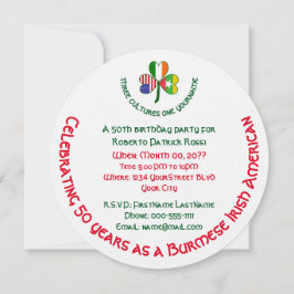 Burmese Myanmar Irish USA Shamrock Birthday Inbjudningar