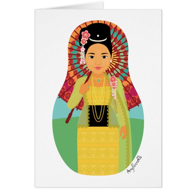 Burmese, Myanmar Matryoshka Card OBS Kort (Framsidan)