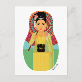 Burmese, Myanmar Matryoshka Postcard Vykort
