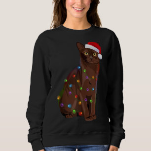 Burmesisk Kat-jul Ljus Julafton Cat Lover Santa T Shirt