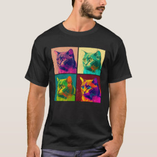 Burmesisk katt Pop Illustration Färgglad Djur Män T Shirt