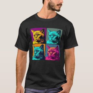 Burmesisk katt Pop Illustration Färgglad Djur Män T Shirt