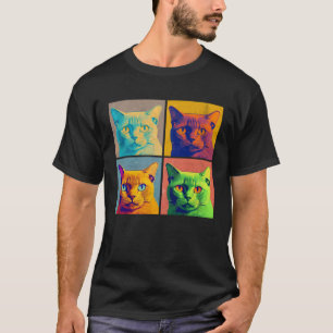 Burmesisk katt Pop Illustration Färgglad Djur Män T Shirt