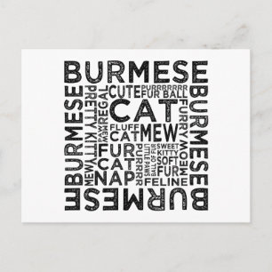 Burmesisk katttypografi vykort