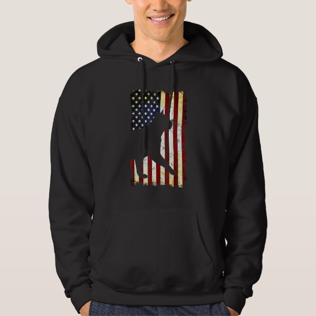 Burmesiska Cat Silhouette American Flagga 4:e juli Hoodie (Framsida)