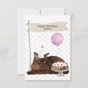 Burmesiska Kat Birthday-firandet Party Hat-kakan Kort