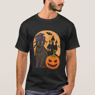 Burmesiskt katt med beck och pumpkin Halloween T Shirt