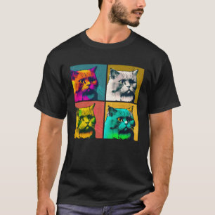 Burmilla Katt Pop Illustration Färgglad Djur Man T Shirt
