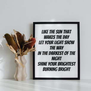 Burn Bright inspirationational mini dikt Poster