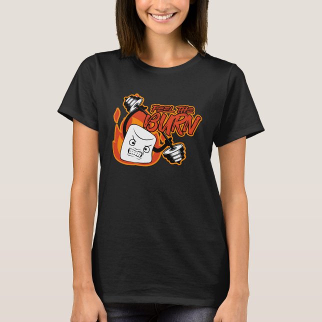 Burn Marshmallow Smores Camping Gym Fitness T Shirt (Framsida)