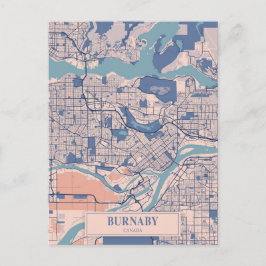 Burnaby Canada Breezy City Map Travel Vykort