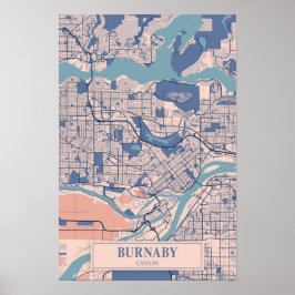 Burnaby Kanada Blåsigt Stadskarta Resa Poster