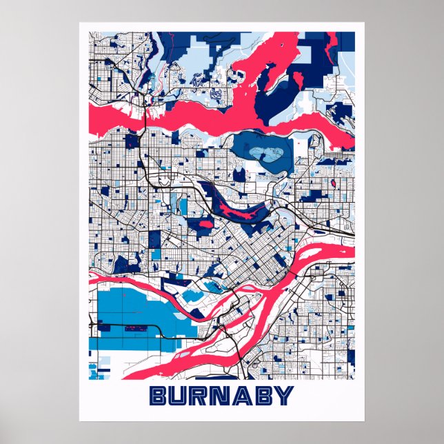 Burnaby - Kanada MilkTea City Karta Poster (Framsidan)