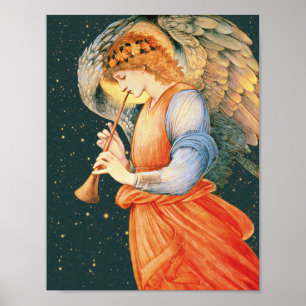 Burne-Jones Angel spelar en flaggeolet Cardstock Poster