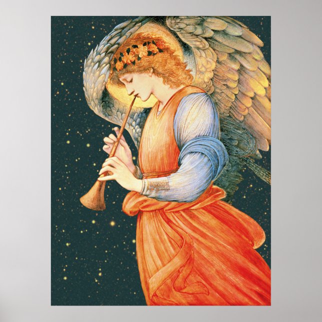 Burne-Jones Angel spelar flaggeolet CC1135 Larger Poster (Framsidan)