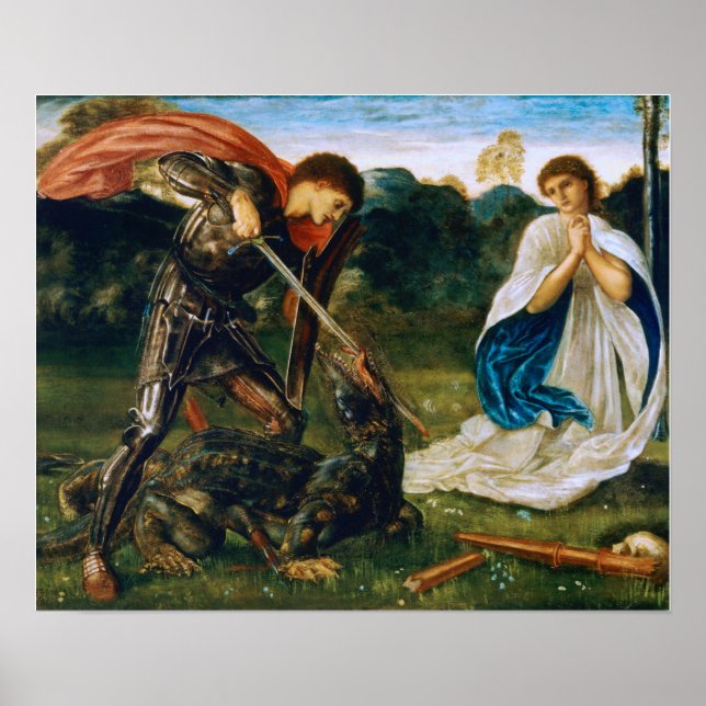 Burne-Jones - Fight St George Dödas Dragon Poster (Framsidan)