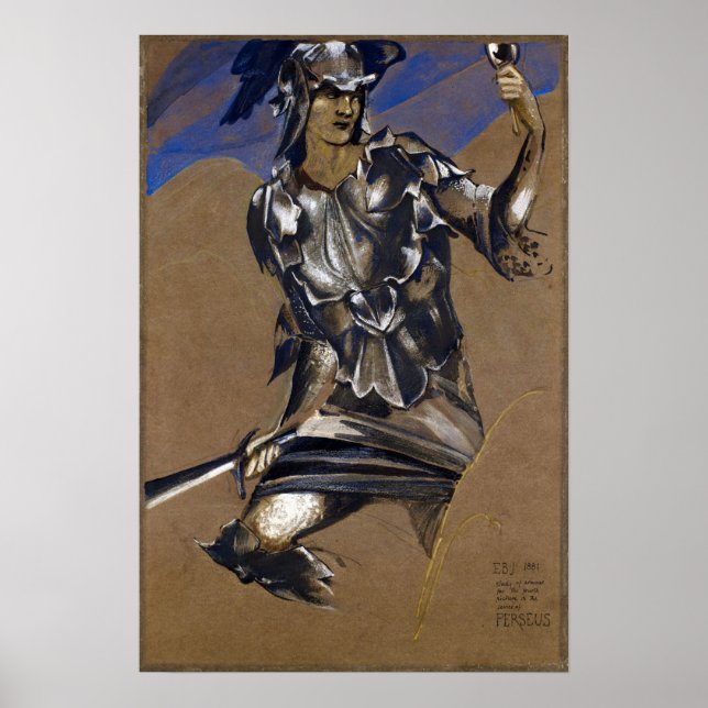 Burne-Jones - Studie av Perseus i Armor Poster (Framsidan)