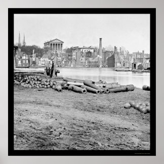 Burned District and Huvudstad in Richmond, VA 1865 Poster