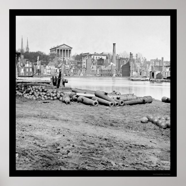 Burned District and Huvudstad in Richmond, VA 1865 Poster (Framsidan)