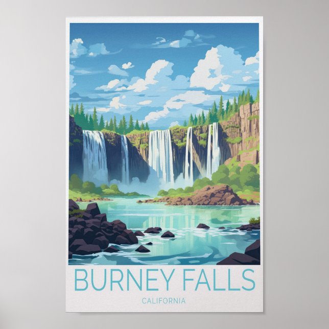 Burney Falls California Travel Poster (Framsidan)