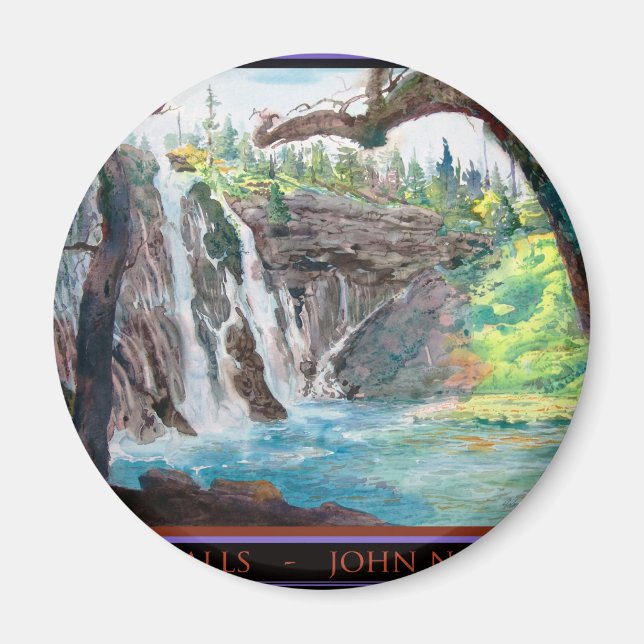Burney Falls Watercolor Magnet (Framsidan)