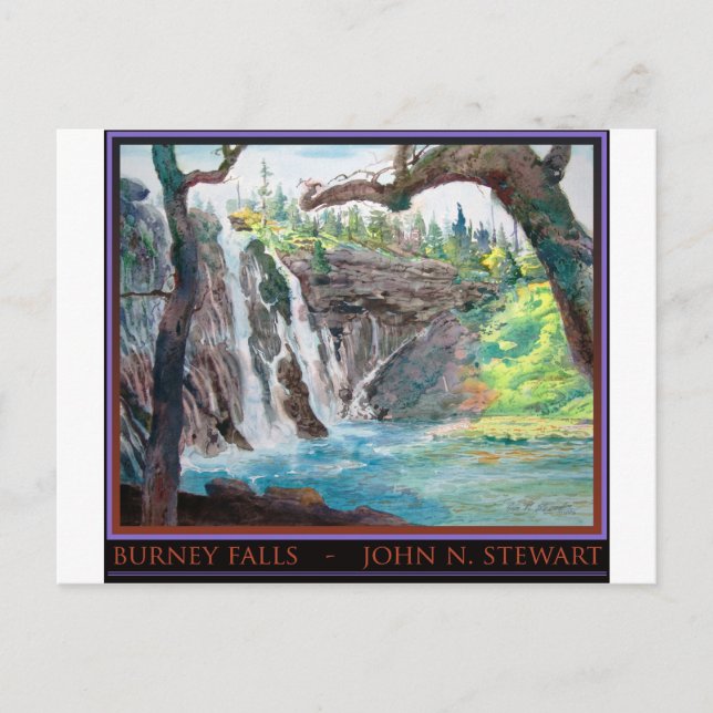 Burney Falls Watercolor Vykort (Framsida)