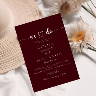 Burngundy & Ivory botanical crest  Inbjudningar