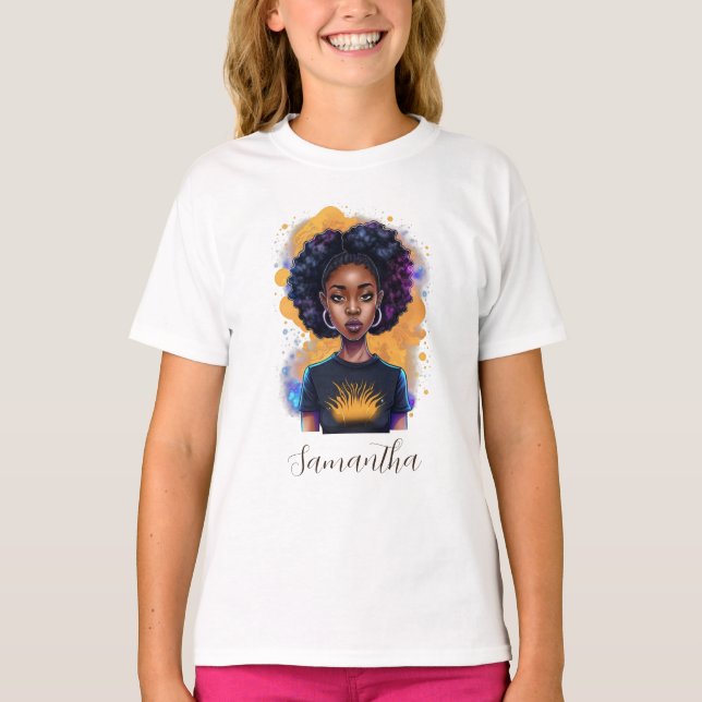 Burning Afro Woman T Shirt (Framsida)