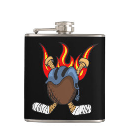 Burning Puck and Hockey Sticks in Flames, Black Fickplunta