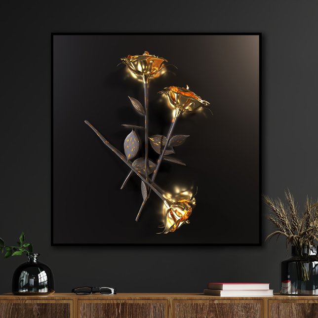 Burning Roses – Golden Elegance Poster (Skapare uppladdad)
