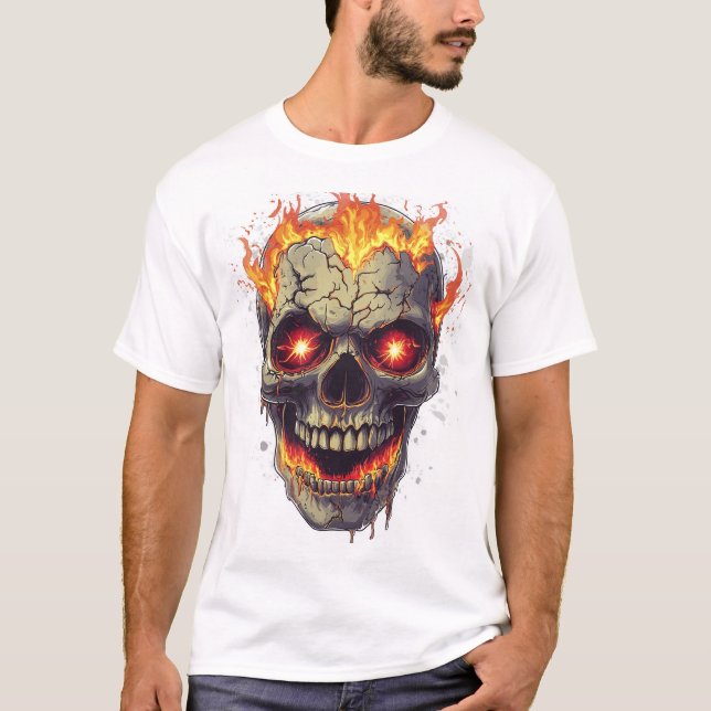 Burning Skull Inferno T Shirt (Framsida)