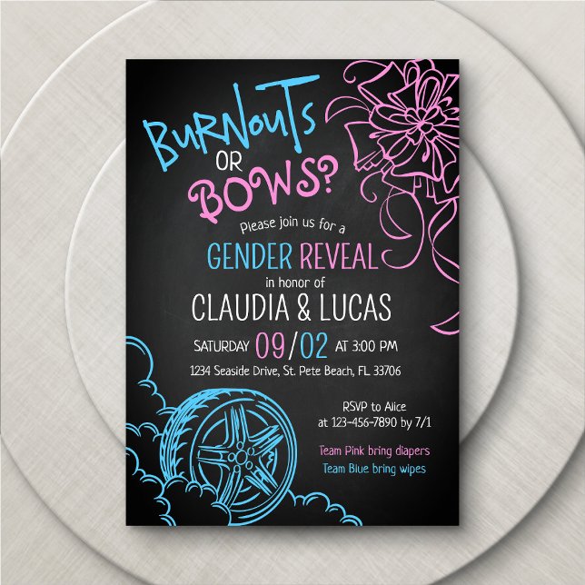 Burnouts Bows Gender Revisa Inbjudningar (Skapare uppladdad)