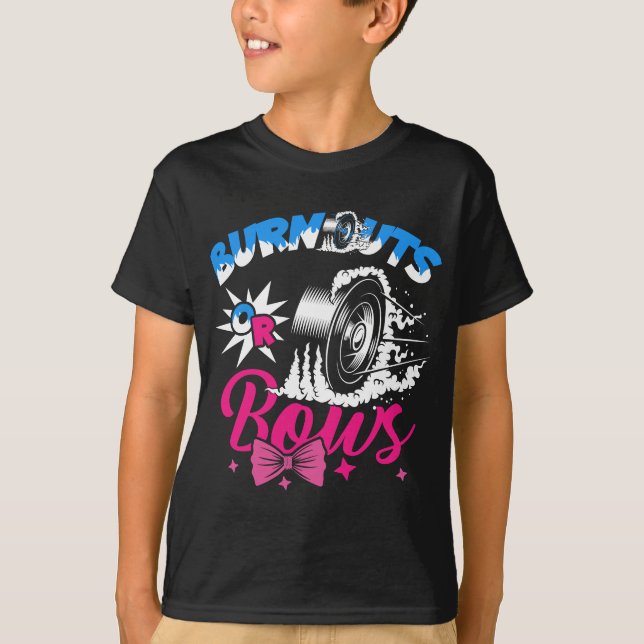 Burnouts eller Bows Gender Reveal Baby Party Annou T Shirt (Framsida)