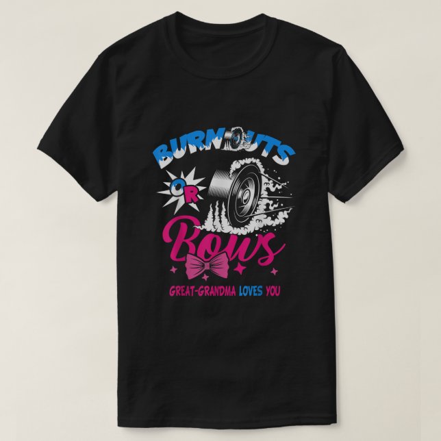 Burnouts eller Bows Gender Reveal Baby Party Under T Shirt (Design framsida)