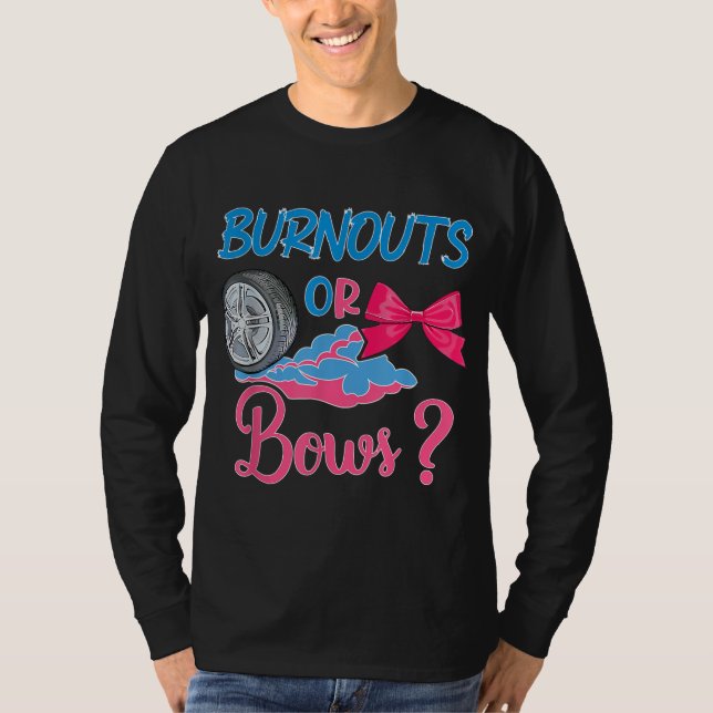 Burnouts eller Bows Gender Reveal party Idea för m T Shirt (Framsida)