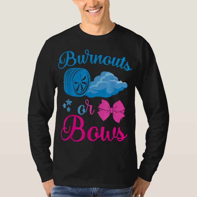 Burnouts eller Bows Gender Reveal party Idea för m T Shirt (Framsida)