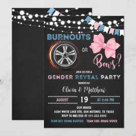 Burnouts eller bows Gender Reveal Party Inbjudningar