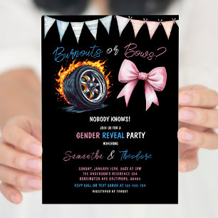 Burnouts eller Bows Girl eller Boy Gender Reveal P Inbjudningar