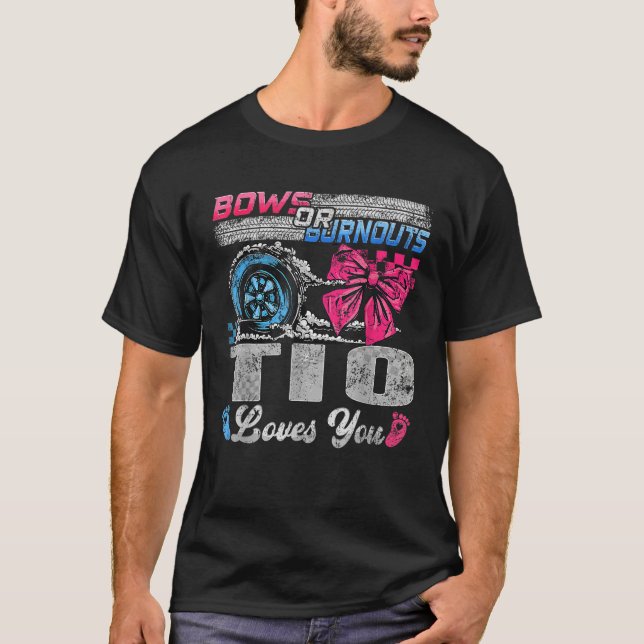 Burnouts eller Bows Tio Kärlek You Gender Reveal P T Shirt (Framsida)