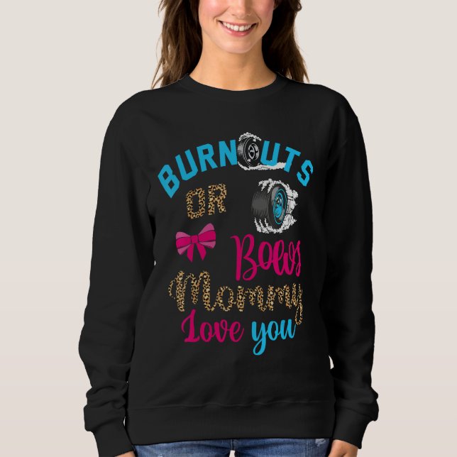 Burnouts or Bows Baby Gender Reveal Mommy Loves Yo T Shirt (Framsida)
