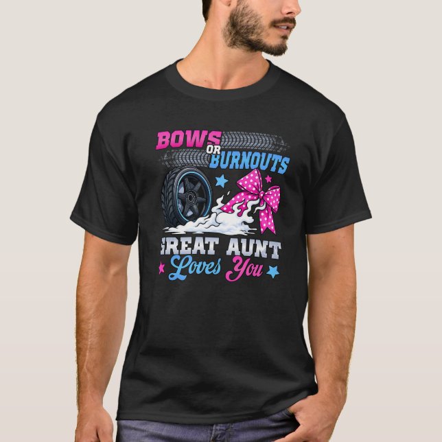 Burnouts or Bows Gender Reveal Party Announcement  T Shirt (Framsida)