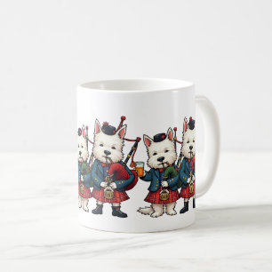 Burns Night West Highland Terrier Dudelsackspelar Kaffemugg